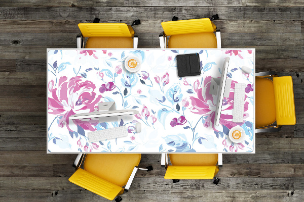 Full desk protector purple flowers