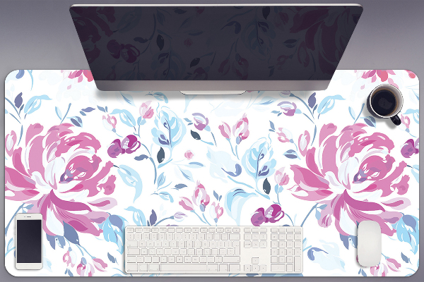 Full desk protector purple flowers