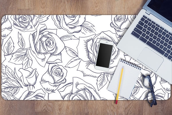 Desk pad blue roses