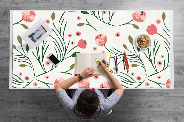 Large desk pad PVC protector Vintage poppies