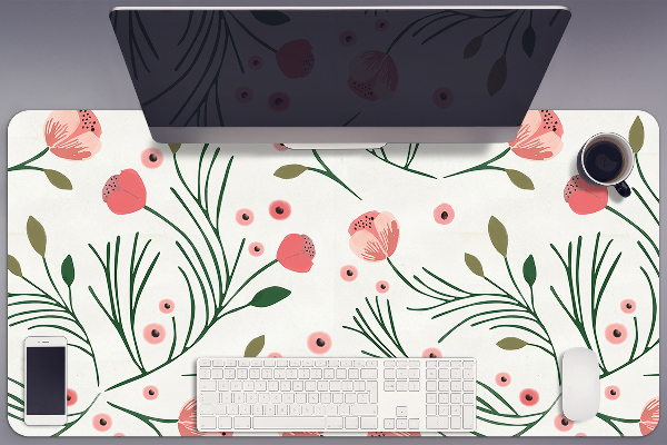 Large desk pad PVC protector Vintage poppies