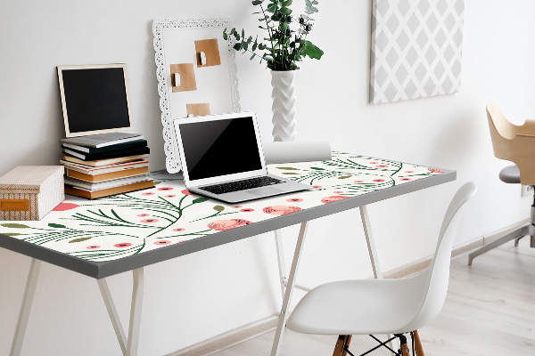 Large desk pad PVC protector Vintage poppies