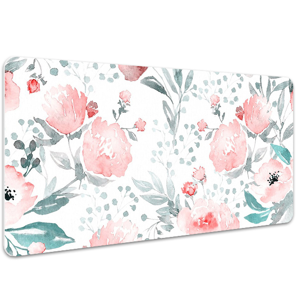 Large desk mat table protector painted poppies