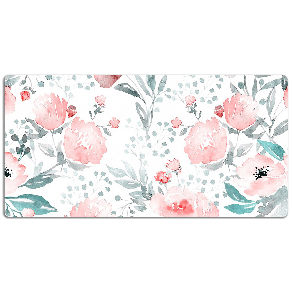 Large desk mat table protector painted poppies