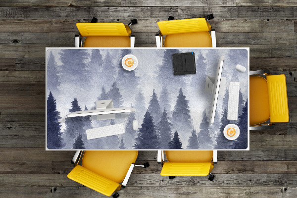 Large desk mat table protector forest landscape