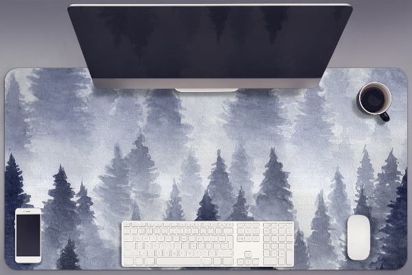 Large desk mat table protector forest landscape