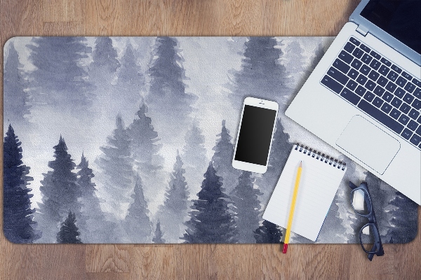 Large desk mat table protector forest landscape