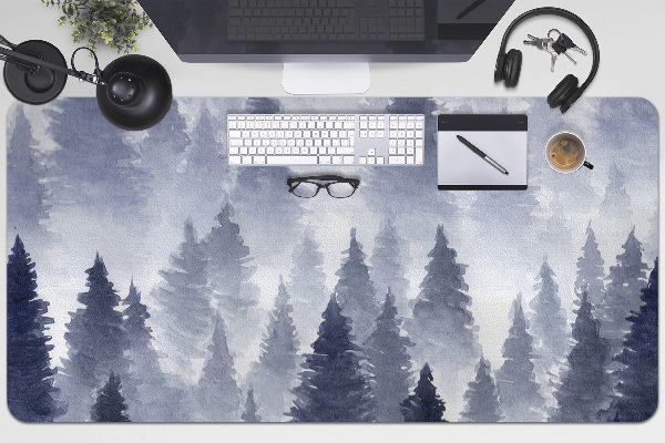 Large desk mat table protector forest landscape