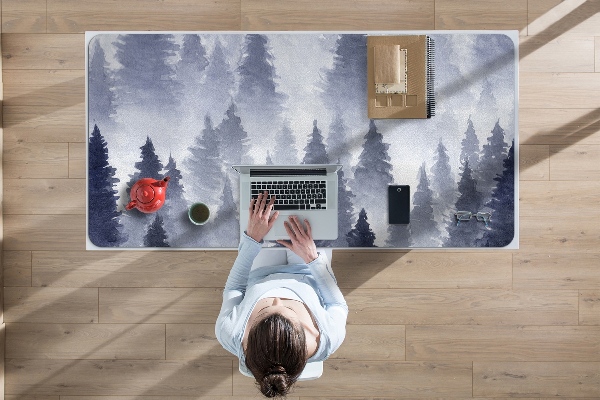 Large desk mat table protector forest landscape