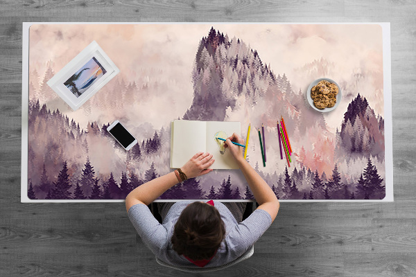 Large desk pad PVC protector Mountain forest