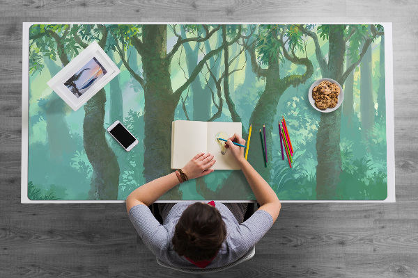 Large desk mat for children dark forest