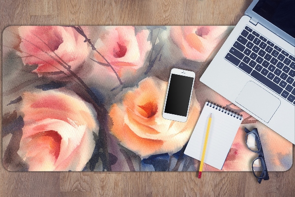 Full desk pad orange roses