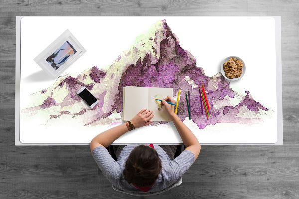 Large desk mat for children Winter mountains