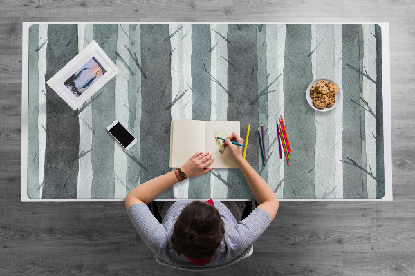 Large desk mat table protector Stripes pattern 3D