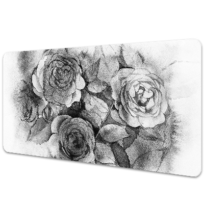 Full desk pad Black-and-white roses