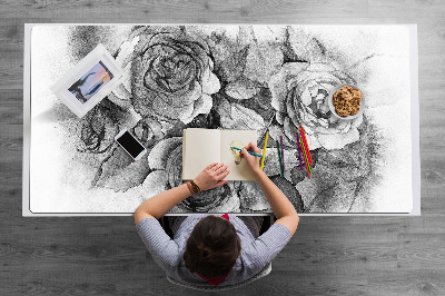 Full desk pad Black-and-white roses