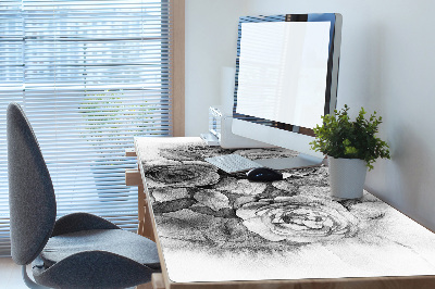 Full desk pad Black-and-white roses