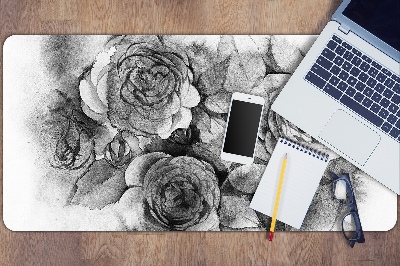 Full desk pad Black-and-white roses