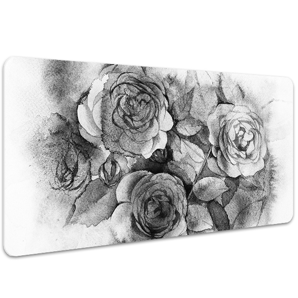 Full desk pad Black-and-white roses