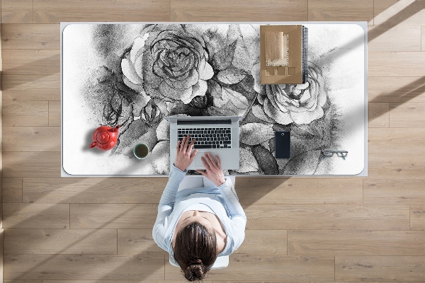 Full desk pad Black-and-white roses