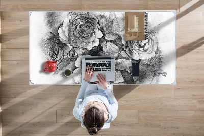 Full desk pad Black-and-white roses