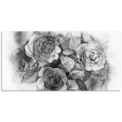 Full desk pad Black-and-white roses