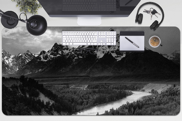 Large desk mat for children dark mountains