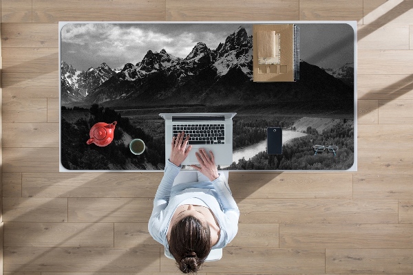Large desk mat for children dark mountains