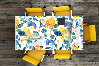 Full desk pad Hippos and houses