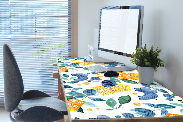 Full desk pad Hippos and houses