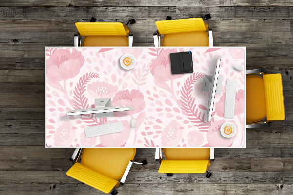 Large desk mat for children pink poppies