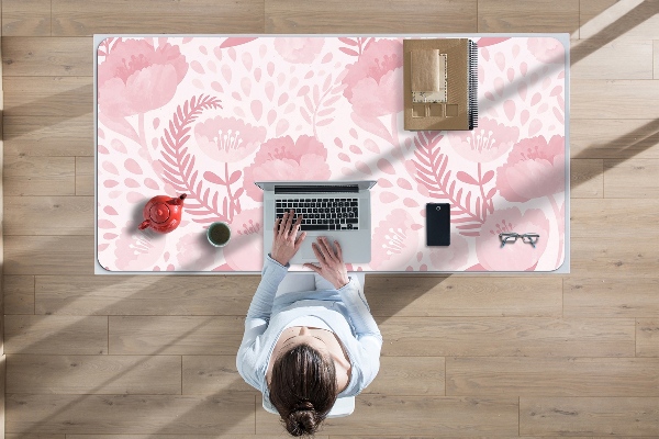 Large desk mat for children pink poppies