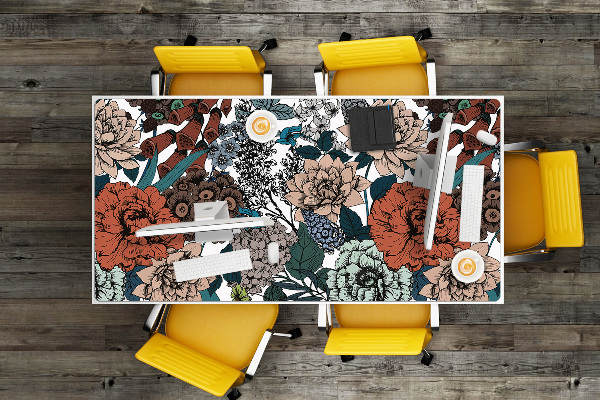 Large desk pad PVC protector retro flowers