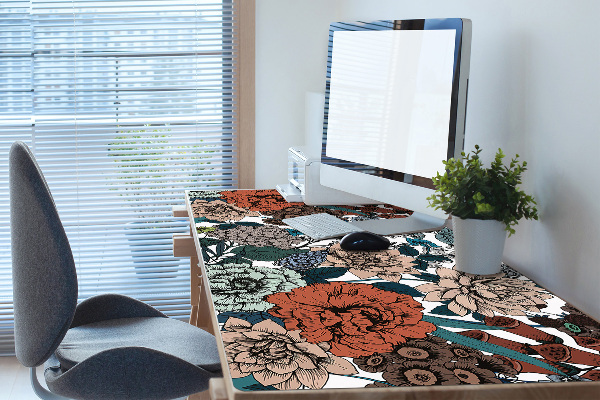 Large desk pad PVC protector retro flowers
