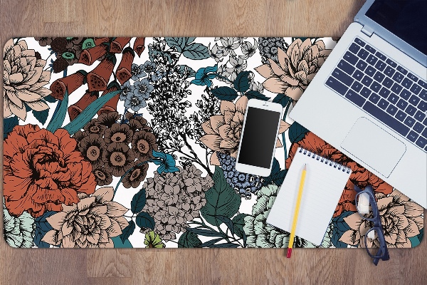 Large desk pad PVC protector retro flowers