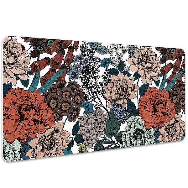 Large desk pad PVC protector retro flowers