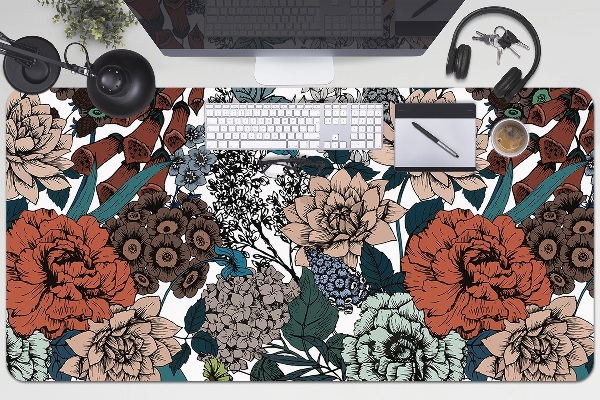 Large desk pad PVC protector retro flowers