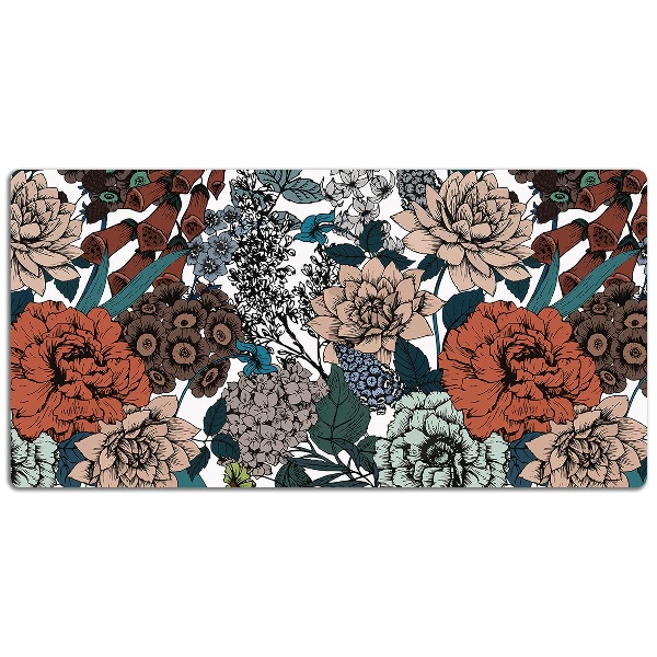 Large desk pad PVC protector retro flowers