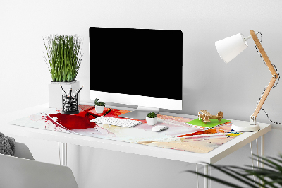 Large desk mat for children paint stains