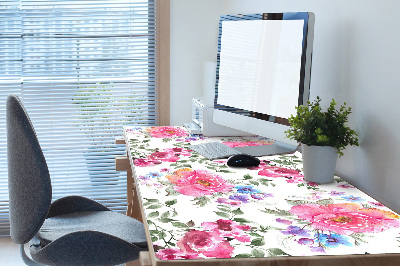 Large desk mat table protector pink flowers