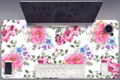 Large desk mat table protector pink flowers