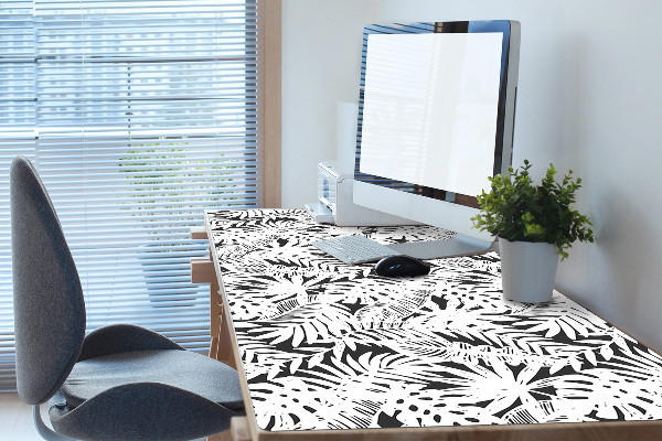 Desk mat Black and white leaves