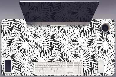 Desk mat Black and white leaves