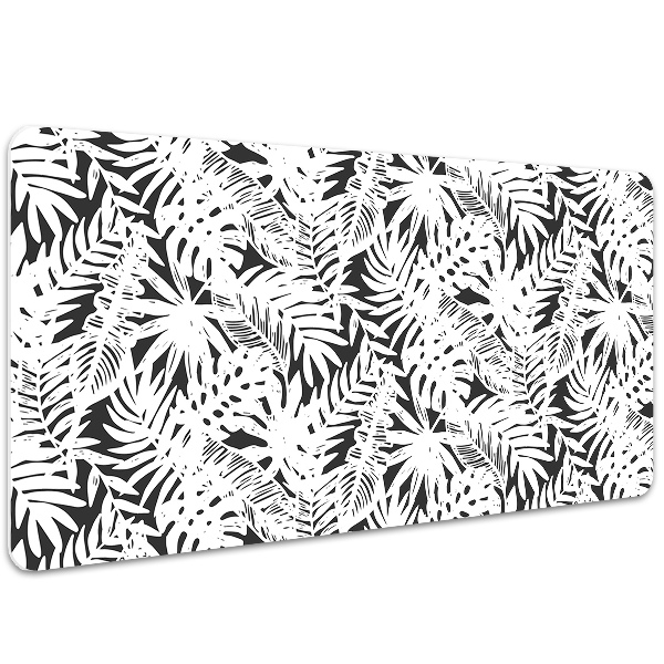 Desk mat Black and white leaves