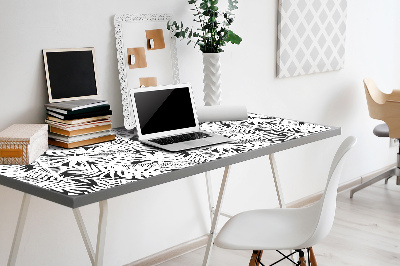 Desk mat Black and white leaves