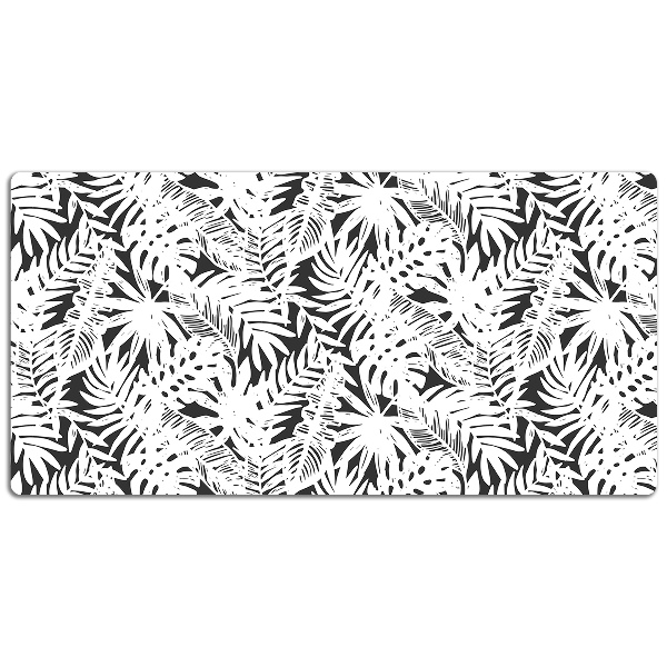 Desk mat Black and white leaves
