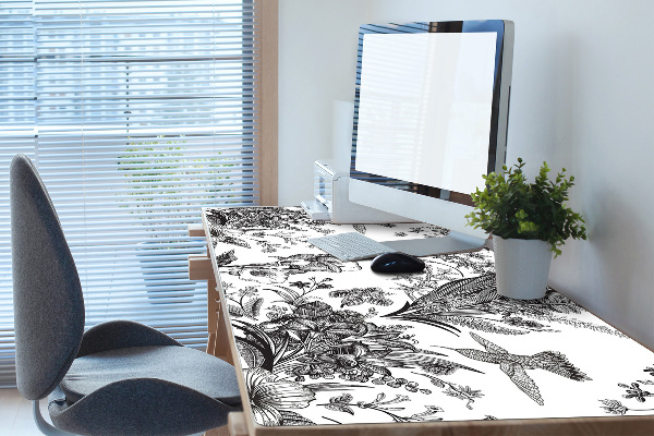 Desk mat Black and white garden