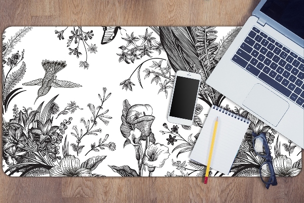 Desk mat Black and white garden