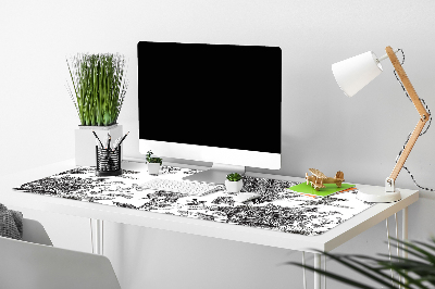 Desk mat Black and white garden