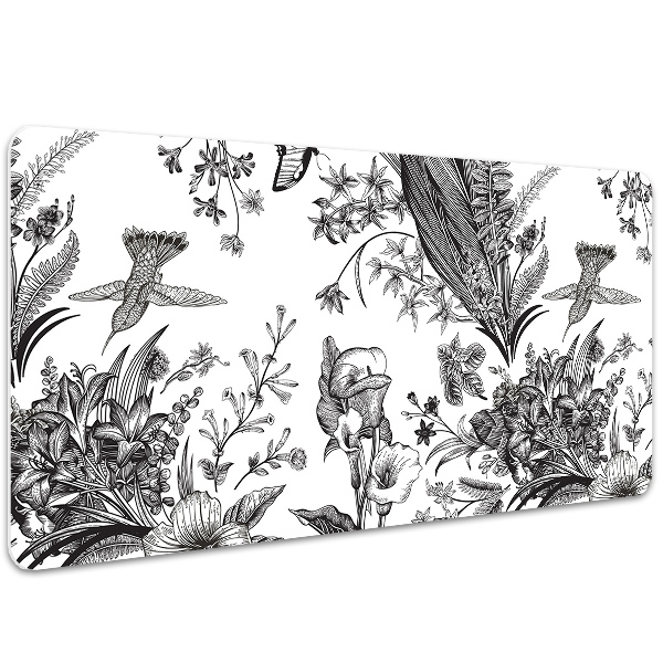 Desk mat Black and white garden